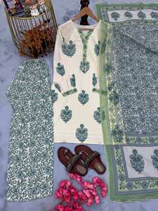 Conjunto de traje de algodón Kurti Conjunto de traje de algodón para mujer Conjunto de traje de algodón de colores brillantes - Product Image 4