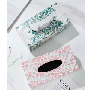 Boîte à mouchoirs en nacre rectangulaire accrocheuse Boîte à mouchoirs décorative en nacre - Product Image 3