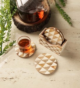 Triangle Brown White MDF <b>Table</b> <b>Coaster</b> with Stand - Product Image 2