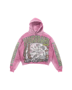 Top Trending Solid Light <b>Pink</b> Acid Wash <b>Hoodie</b> Pant Printed Letters Rhinestone Outline New Style Heavyweight Tracksuit For <b>Men</b> - Product Image 2
