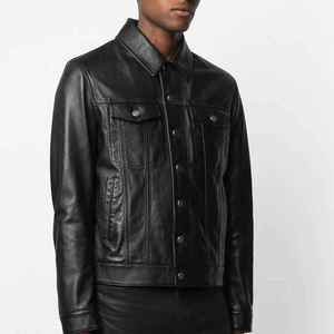 Vestes en cuir pour hommes, design tendance, veste pour hommes, prix de gros, avec col noir pour l'hiver - Product Image 5