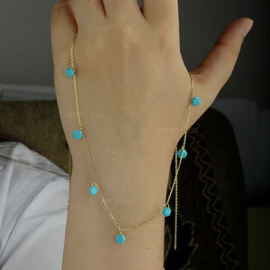 Collar de Oro Sólido de 14K con Turquesa y Diamantes, Joyería Minimalista, Collar de Cadena, Fabricante de Joyería - Product Image 5