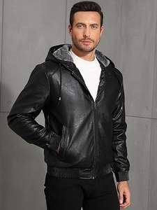 Veste en faux cuir coupe ajustée pour homme élégant en noir Design classique pour un look intemporel à prix abordable - Product Image 3