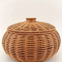 Panier à trésors élégant en rotin tressé à la main - Couleur et taille personnalisables, solution de rangement multifonctionnelle élégante en forme de dôme