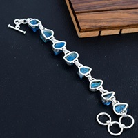 Pulsera de Amistad Clásica de Plata de Ley 925 con Apatita Rústica y Oro, Joyería Artesanal de Piedras Naturales con Múltiples Piedras, Regalo