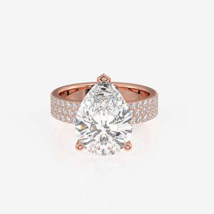 แหวนทอง 14K ประดับเพชรโมอิสซาไนต์ทรงลูกแพร์ ดีไซน์ฝังเพชรสามชั้น - Product Image 6