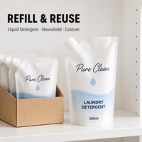 Sachet de recharge personnalisé pour lessive en poudre, pochette souple verticale 500 ml, imprimé en héliogravure, OEM ODM, avec bec verseur