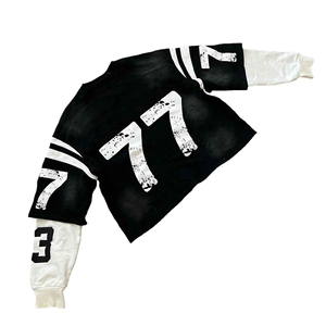 High Quality Custom Hip Hop Vintage Double Layer <b>Knitted</b> 100% Cotton Acid Wash Heat-Transfer Printed 2 1 Short Sleeve T Shirt - Product Image 1