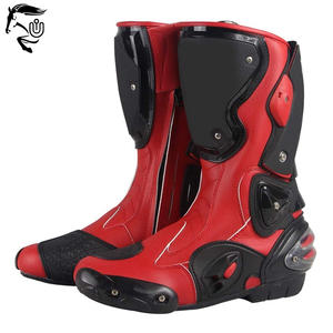 Zapatos de moto de tamaño adulto hechos a medida cuero genuino rojo sólido con Bota cómoda hasta el tobillo - Product Image 3