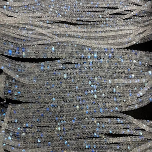 <b>Rainbow</b> Moonstone Faceted Rondelle Beads Natural White Flash June Birthstone 6" Inches Strand Necklace <b>Bracelet</b> Jewelry Third - Product Image 1