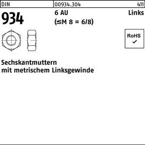 Tuerca hexagonal de acero de corte libre M36-LH6 DIN 934, juego de 5 piezas, rosca izquierda, categoría de producto: Tuercas - Product Image 1