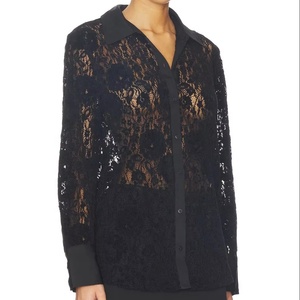 Women's Korean Style Floral Crop <b>Top</b> Button Down Long Sleeve Shirt Summer Nylon Polyester Formal Casual Party OEM Wholesale - Product Image 2