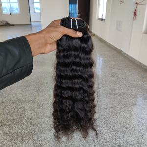 Cuticule alignée cheveux noirs bouclés soyeux meilleurs faisceaux de haute qualité extensions de cheveux humains vierges du temple indien - Product Image 2