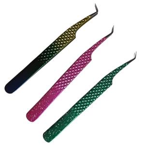 Pinces à épiler de haute qualité pour extensions de cils, à pointe en fibre et sans fibre, pour la création de volume en éventail, droites et courbées, instruments de beauté - Product Image 5