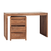 Bureau en bois massif avec tiroir et chaise blanche, écologique et durable pour le bureau à domicile
