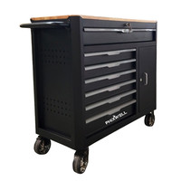 Nouvelle armoire de rangement d'outils d'atelier, chariot de garage, coffre, chariot, plateau pour ensembles d'outils avec dessus en bois, kit d'outils de réparation automobile, établi