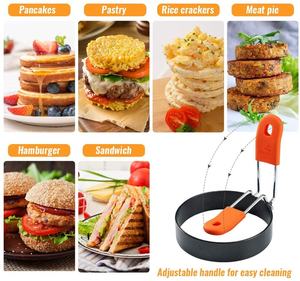 Paquete <span class=keywords><strong>de</strong></span> 2 anillos <span class=keywords><strong>de</strong></span> huevo moldeadores <span class=keywords><strong>de</strong></span> círculo <span class=keywords><strong>de</strong></span> Metal antiadherentes para freír pastel <span class=keywords><strong>de</strong></span> carne, sándwiches, juego <span class=keywords><strong>de</strong></span> moldes para hacer huevos fritos con mango - Product Image 6