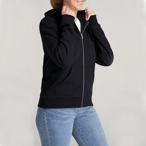 Veste à capuche zippée pour femme personnalisée avec poche kangourou, en molleton de coton doux et respirant avec logo imprimé en relief, idéale pour l'hiver - Product Image 6