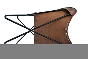 Chaise papillon en cuir antique véritable Buffalo chaise de loisirs rustique pliable cadre en fer pour salon chambre usage extérieur - Product Image 3