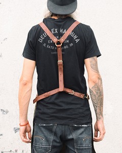 Tablier à bavette en toile AAA-0070B personnalisé avec poches en cuir pour le travail jardinier Chef barbier griller tatoueur barman - Product Image 3