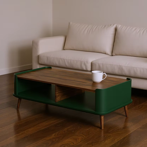 Mesa ocasional de color verde oliva de madera maciza de diseño minimalista para apartamentos y muebles de interior - Product Image 1