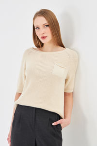 เสื้อสเวตเตอร์ถักนิตติ้งสำหรับผู้หญิง ผ้าฝ้ายออร์แกนิค 100% ทรงหลวม ระบายอากาศได้ดี นุ่ม อุ่น - Product Image 2