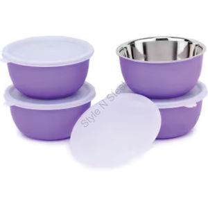 Juego de cuencos de acero inoxidable a precio mayorista con tapas recubiertas de plástico de primera calidad Diseño clásico elegante Material metálico ecológico - Product Image 1