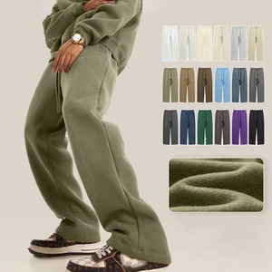 Pantalones de chándal holgados informales de talla grande para hombre a la moda al por mayor, pantalones de chándal vintage personalizados de lana con bloques de color - Product Image 1