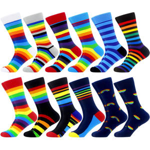 ถุงเท้ายาวของผู้ชายผู้หญิงถุงเท้ายาวผ้าฝ้ายคอมโบหลากสีสำหรับเทศกาลผลไม้มีความสุข - Product Image 6