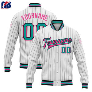 Veste bomber de baseball entièrement personnalisable avec votre nom, votre numéro et votre équipe, veste universitaire à boutons - Product Image 5