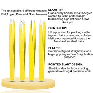 แหนบคิ้วที่มีความแม่นยำสูงเป็นมิตรกับสิ่งแวดล้อมดีไซน์ปลายคู่สำหรับการกำจัดขนที่ละเอียดแหนบคิ้วแบบตรงและเป็นมุม - Product Image 2