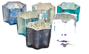 Portavelas Cilíndrico Impreso a Mano en 6 Colores, Portavelas de Vidrio Colorido Esmerilado Ámbar Negro Transparente en Forma de Estrella para el Hogar y Bodas - Product Image 2