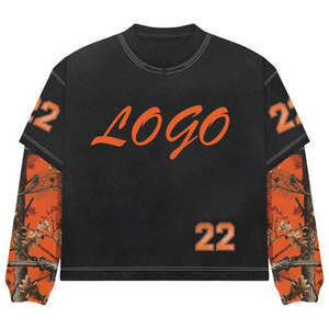 <b>Long</b> sleeve Screen Printed High Quality O-Neck Casual Letter OEM Men's Oversize Boxy Men's T-shirts - Product Image 4