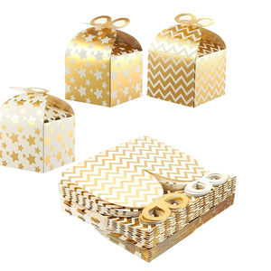 Golden Pastry Box Baked Goods Dessert Box Bow Gift Box Wedding Gift Birthday Party Gift Simple Assembly
