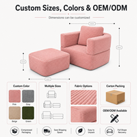 Fauteuil d'appoint rose personnalisé avec ottoman, ensemble fauteuil de salon en tissu côtelé pour salon, chambre à coucher, appartement