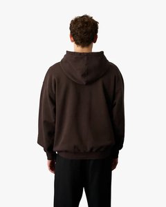 Custom Logo Accepted 100% Cotton Fleece Thermal Oversized Hoodie Unisex Sweatshirt Winter Solid <b>Chocolate</b> Color High Quality - Product Image 4