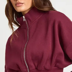 Sweat-shirt uni pour femme Clean Finish, vêtements, acheteurs en gros, prix d'usine, sweat-shirt uni pour femme / manches longues avec fermeture éclair - Product Image 2