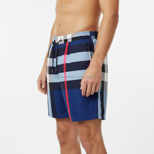 Pantalones Cortos Casuales de Hombre a Cuadros Beige de Lujo, Transpirables, con Cordón, para Playa, Verano, a la Moda - Product Image 6