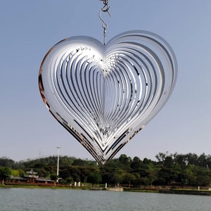 Factory Price 3D Stainless Steel Wind Spinner Silver Love Heart Garden Decor Crafts Hanging Wind <strong>Chimes</strong> - Product Image 3