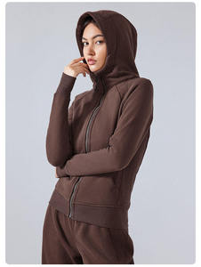 Nouveau style Slim Fit coton femmes avant fermeture éclair complète avec poches col montant sweat à capuche d'hiver personnalisé - Product Image 2