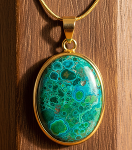 Personalizable 925 plata esterlina delicada cadena 18K oro gota forma colgante bohemio Natural crisocola curación cristal moda - Product Image 6