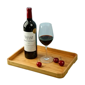 Plateau de service rectangulaire en bambou de grande taille, fait à la main, durable, pour la maison moderne, avec poignée latérale pour le thé et le café - Product Image 2