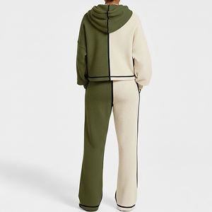 Conjunto Deportivo de 2 Piezas para Mujer, Estilo Casual de Invierno 2025, Corte Regular, Bloques de Color, Logotipo Bordado Personalizado, Ropa Deportiva Urbana - Product Image 2