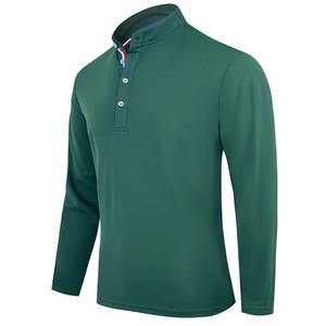 Polyester/coton imprimé sur mesure pour hommes pour polo col à boucle à manches longues motif solide-pour printemps automne décontracté affaires - Product Image 5