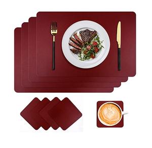 High Quality Leather <b>Placemats</b> Handmade <b>square</b> Shape Burgundy Color Modern Design and Tabletop Decorate - Product Image 1