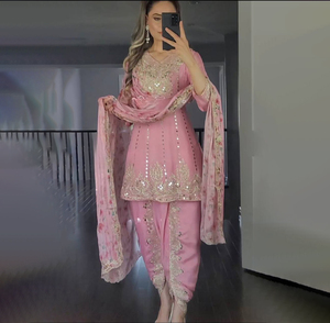 ชุดพันจาบีสำหรับชาวอินเดียและปากีสถาน ชุดสัลวาร์ คามีซ แฟชั่นคุณภาพสูงสำหรับผู้หญิง แบบเย็บสำเร็จ - Product Image 1