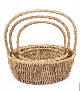 Lot/3 paniers de rangement en jacinthe pour fleuriste et panier floral panier en jonc de mer tissé de FACTORY de bonne qualité - Product Image 2