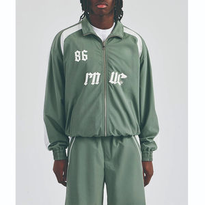 Veste de survêtement pour homme en coton à manches longues, col montant, polaire, séchage rapide, imprimé lettres, vert, de haute qualité, pour l'hiver - Product Image 4