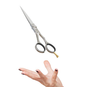 กรรไกรตัดผมแบบมืออาชีพขนาด5.5นิ้วกรรไกรตัดผมเหล็กเยอรมันพร้อมแหวนยางสีดำ - Product Image 2