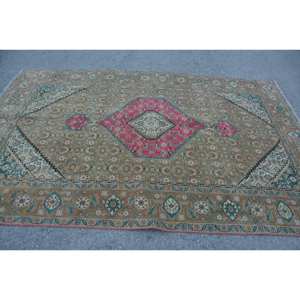 Authentique Grand Tapis Turc Vintage 6.2 X 9.5ft Classique Marron Rouge Patchwork Design Laine Latex Couloir Rectangulaire pour Décoration de Chambre - Product Image 3